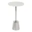 Tira 17'' White Marble and Silver Metal Round Side Table