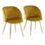 Set of 2 Contemporary High-Back Chartreuse Velvet Dining Chairs