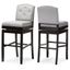 Elegant Gray Fabric Swivel Barstool Set with Button Tufting and Nailhead Trim