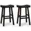 Black Wood Backless Saddle Barstools, Set of 2