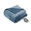 Queen Blue Fleece Reversible Heated Blanket with Controller