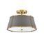 Elegant Transitional 2-Light Drum Semi-Flush Mount in Lacquered Dark Brass