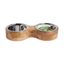 Medium Natural Mango Wood and Stainless Steel Double Feeder