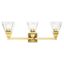 Polished Brass 3-Light Vanity with Clear Glass Shades