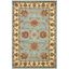 Ivory and Blue Floral Synthetic 4' x 6' Rectangular Rug