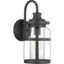 Black Steel Outdoor Wall Lantern with Seeded Glass Shade