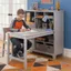 Gray Wooden Kids' Computer Desk with Hutch and Chair