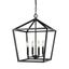 Sleek Matte Black Steel 4-Light Island Pendant for Indoor/Outdoor