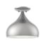 Transitional Brushed Nickel Steel Semi-Flush Mount with White Shade