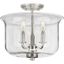 Winslett Brushed Nickel 13.75" Semi-Flush Mount with Seeded Glass Shade