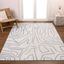 White and Light Gray Abstract High-Low 8' x 10' Area Rug