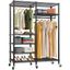 Black Heavy Duty Wire Rolling Garment Rack with Adjustable Shelves