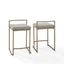 Harlowe Modern Gray Leather & Gold Metal Counter Stools, Set of 2