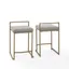 Harlowe Modern Gray Leather & Gold Metal Counter Stools, Set of 2