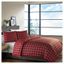 Queen Red and Black Cotton Plaid Duvet Cover Set