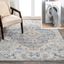 Cream and Blue Medallion Washable Synthetic Area Rug 3' x 5'