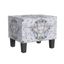 Antiqued Ebony Medallion Upholstered Storage Ottoman with Hinged Lid