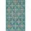 Turquoise and Beige Hand-Tufted Wool Area Rug, 3' x 5'