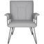 Transitional Gray Faux Leather Arm Chair with Metal Hairpin Legs