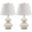 Elegant Pearl White Glass Table Lamp Set with Cotton Shade