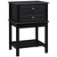 Modern Black Wood Side Table with Dual Storage Drawers and Shelf