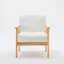 Mid-Century Modern Bahamas Beige Linen & Wood Accent Chair