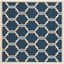 Navy and Beige 5'3" Square Synthetic Easy-Care Outdoor Rug