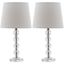 Nola 16" Clear Crystal Ball Table Lamp Set with White Shades