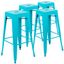 Teal 46" Industrial Metal Stackable Bar Stool, Set of 4