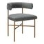 Modern Gray Velvet Upholstered Arm Chair with Wood & Metal Accents