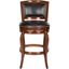 Pasquale Walnut Brown Swivel Bar Stool with Leather Upholstery