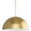 Elegant Brushed Gold 23.62" Modern Bowl Pendant with White Interior