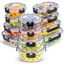 JoyFul 24-Piece Clear and Black Glass Meal Prep Containers Set