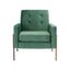 Malachite Green Velvet Accent Chair with Antique Coffee Metal Frame