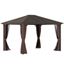 Outsunny 12' x 10' Brown Aluminum Hardtop Gazebo with Curtains