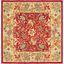 Handmade Red Floral Wool Square Area Rug, 6'