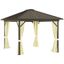 Cream White Metal Hardtop Gazebo with Curtains and Netting