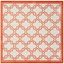 Ivory & Orange Hand-Knotted Square Synthetic Easy-Care Rug