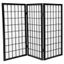 3 ft Black Shoji Screen with Translucent Rice Paper Panels