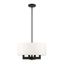 Black and Off-White 4-Light Drum Chandelier