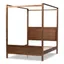 Walnut Brown Upholstered Queen Platform Bed with Wood Frame