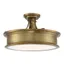 Watkins Warm Brass 16" Wide Art Deco-Inspired Semi-Flush Mount with Opal Glass Shade