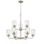 Moven Satin Nickel 9-Light Chandelier with Seeded Glass Shades