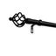 Adjustable Matte Black Iron Curtain Rod with Geometric Finials