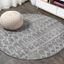 Gray and Ivory Round Synthetic Diamond Area Rug