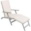 Ocean Liner Inspired 48" Grey Acacia Wood Chaise Lounge with Beige Cushion