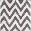 Ivory and Grey Chevron Hand-Tufted Square Shag Rug