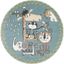 Ivory and Blue Round Kids' Animal Rug, 5'3" Synthetic