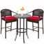 Brown and Red Wicker 3-Piece Outdoor Bistro Set with Steel Frame