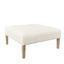 Transitional Square Cream Woven Ottoman Coffee Table with Natural Wood Legs